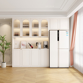 嵌入式 奶油风实木定制餐厅茶水柜 冰箱餐边柜一体靠墙客厅家用法式