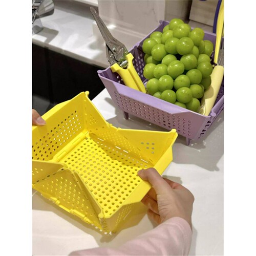 洗菜盆沥水篮新款可折叠收纳篮厨房水槽边沥水架洗菜篮洗水果神器