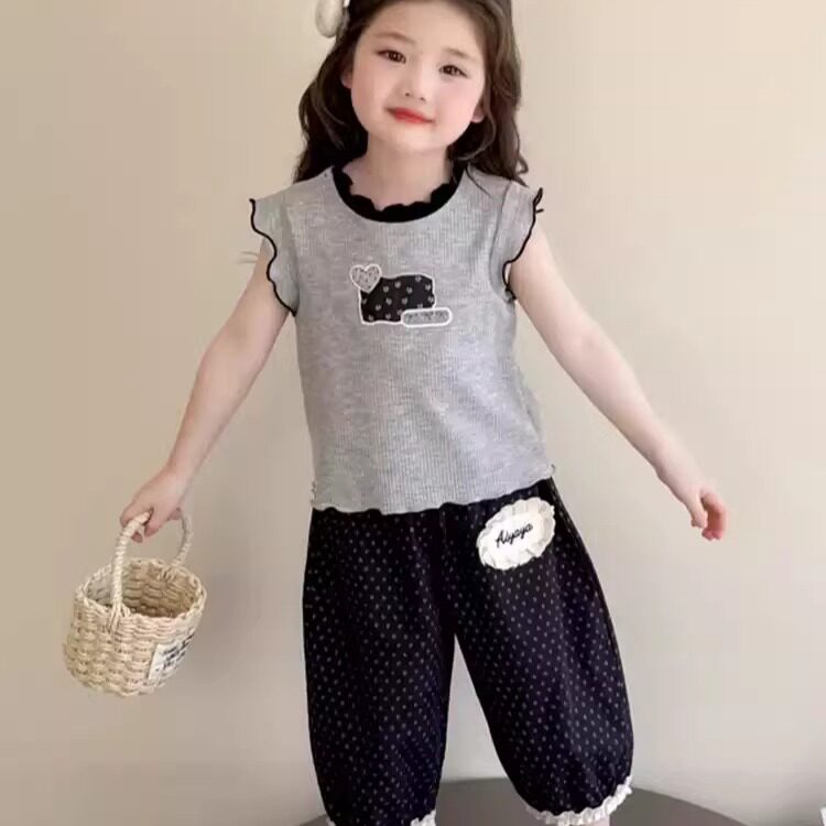 女童洋气宽松九分裤套装夏季薄款