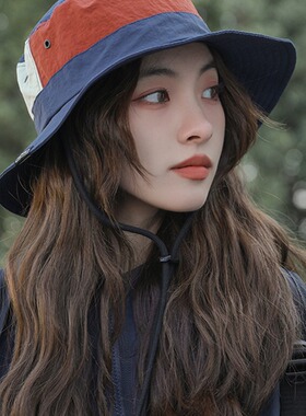 2024户外防晒渔夫帽女韩版透气夏季薄款速干登山帽骑车遮阳帽青年