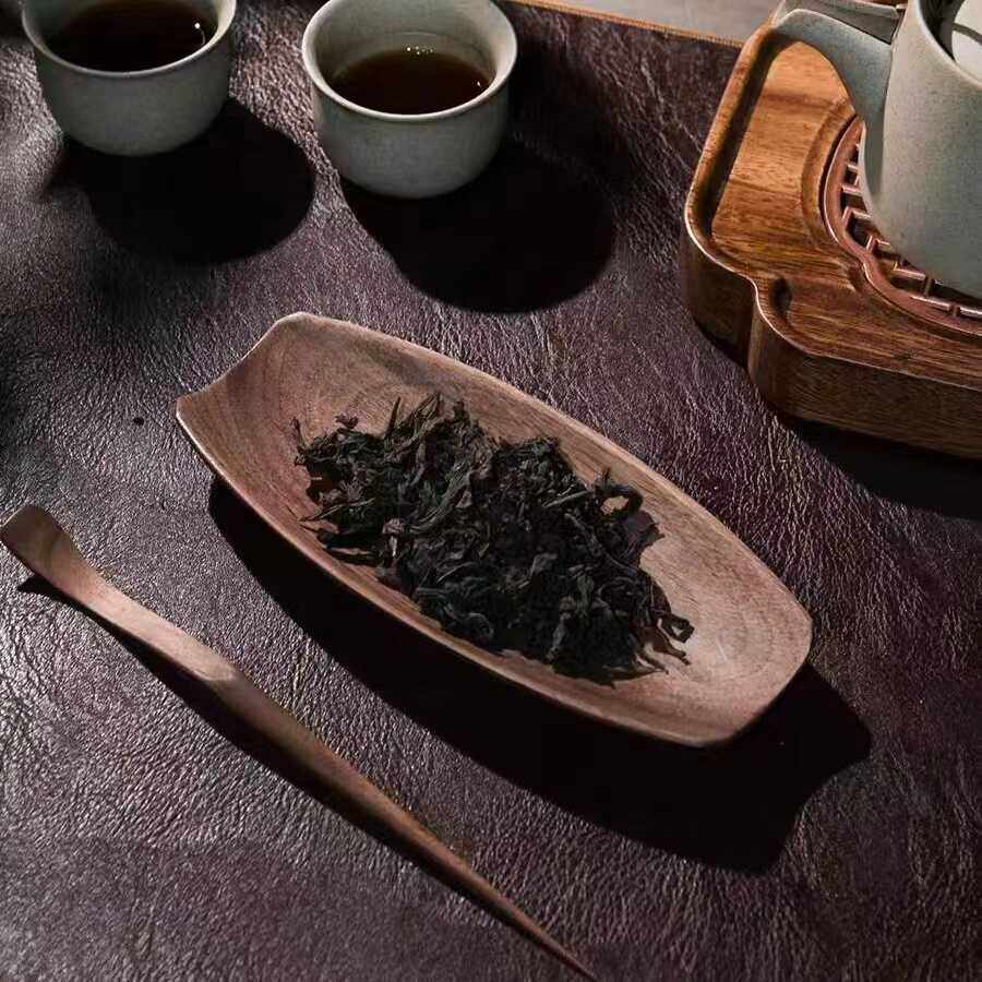 黑檀木茶则两件套实木赏茶荷茶拨