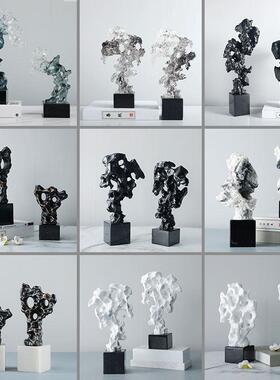 新中式树脂仿真桌面太湖石禅意摆件创意家居客厅酒柜博古架装饰品