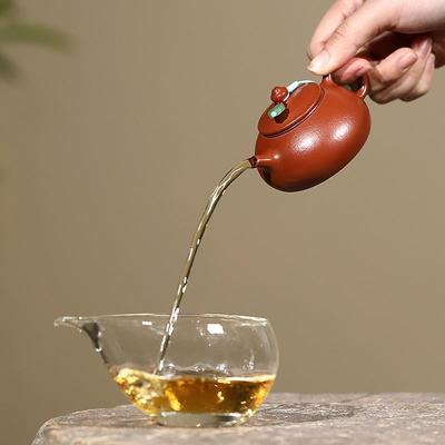 宜兴紫砂壶原矿小煤窑朱泥全手工寒江80ML小品光素自用功夫泡茶壶