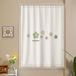 魔术贴自粘窗帘免打孔简易安装 儿童卧室出租房全遮光帘子2023新款