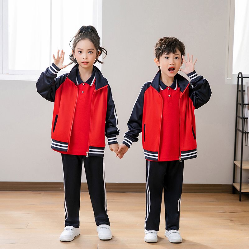 春夏季小学生校服三件套幼儿园园服套装中学生班服秋冬加绒运动服