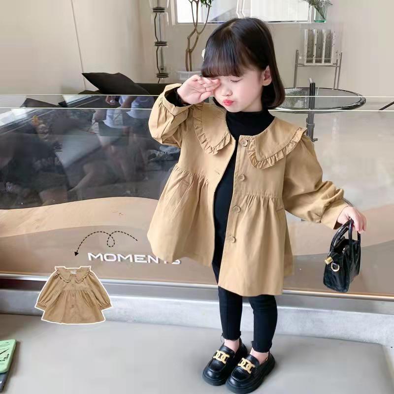 女童薄风衣外套外穿洋气薄款2025新款中长款小童儿童春秋上衣潮