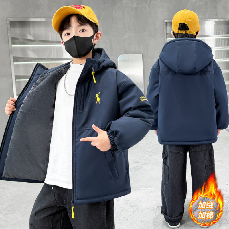 男童夹棉外套冬款2025新款二棉加厚男孩冲锋衣帅气风衣儿童棉服潮,男装,棉衣,淘宝优惠券,粉丝福利购,淘宝优惠卷