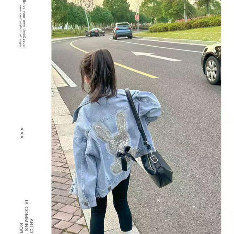 女童牛仔外套春秋新款儿童夹克上衣韩版中大童百搭外衣潮酷公主范