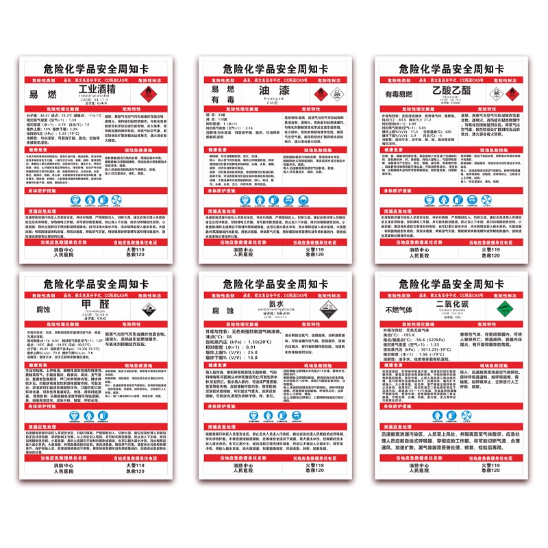 现货速发二氧化碳危险安全周知卡危化品仓库危害告知卡标识牌可