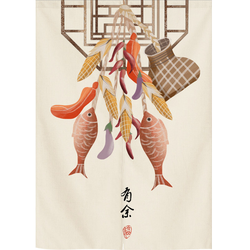 中式门帘隔断帘卧室厕p所阳台镜帘布装饰布艺卫生间双开门连挂帘