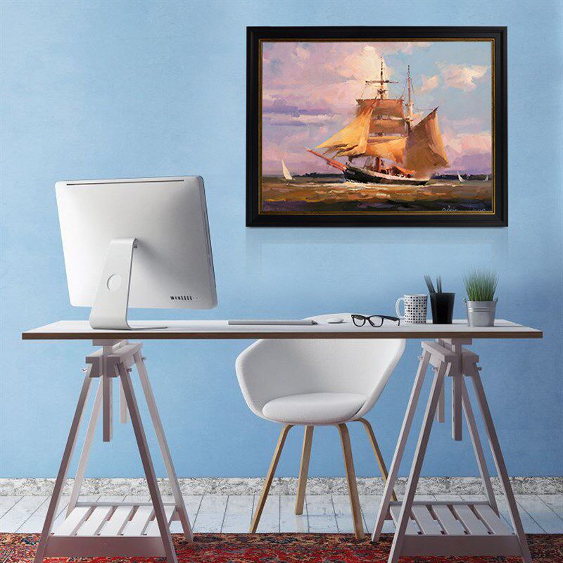 美式地中海风景防水卫生间装饰画餐厅壁画酒吧宾R馆浴室挂画横版