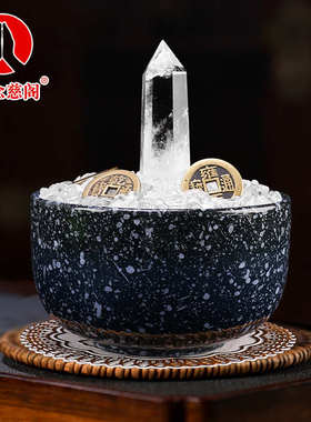 白水晶柱子摆件客厅家居梁下压聚宝盆卧室店铺玄关办公室桌面装饰