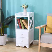 卧室整装 田园实木床头柜小型 迷你窄柜白色实木储物柜子