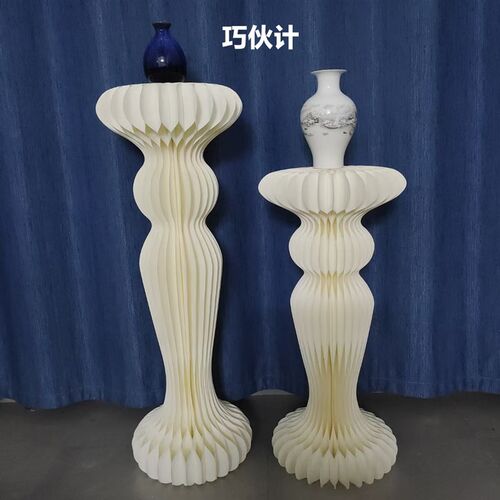 可折叠曲形柱异形柱折纸罗马柱F甜品台喜庆装饰路引小摆件