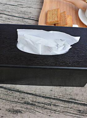 家用黑色纸巾盒抽纸盒木盒子长方形餐厅餐巾盒客厅桌面纸抽盒商用