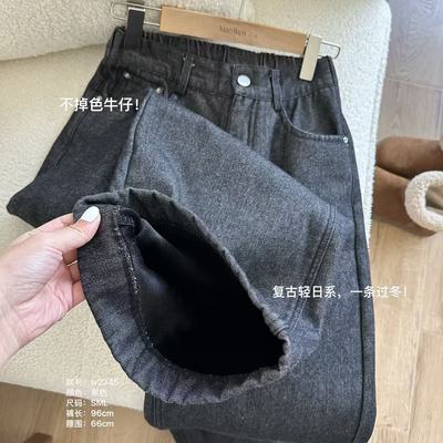 小文姐 W2345-韩系复古色设计感宽松小个子显瘦通勤阔腿直筒裤