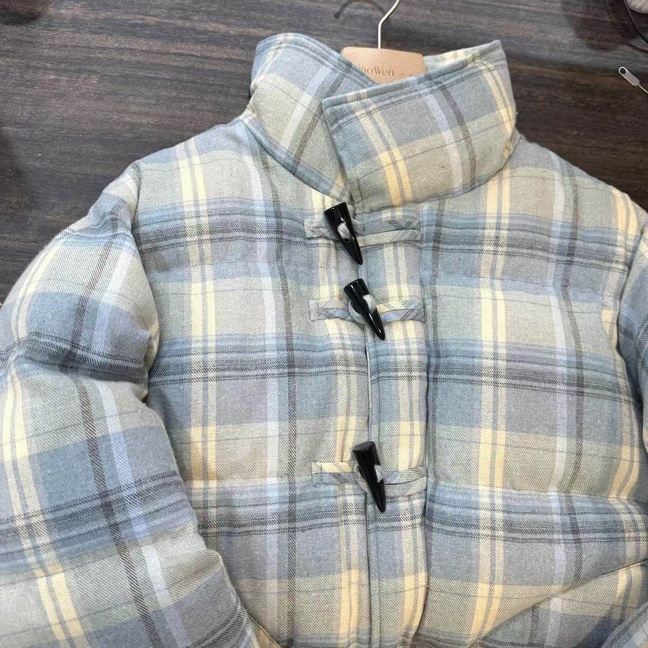 小文姐W0898-冬季新款海盐奶盖减龄小清新格子面包服女保暖棉服