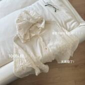 衬衫 小文姐 女 森系韩版 文艺范长袖 W1240 重工刺绣钩花连帽开衫