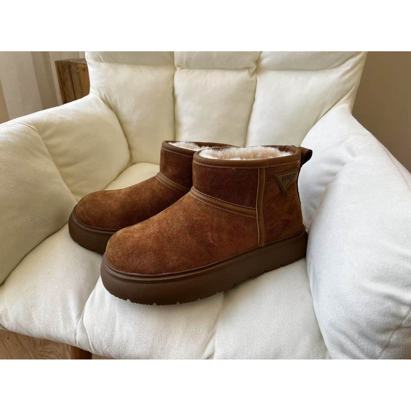 小文姐 XZ008-冬季增高加绒加厚雪地靴女复古百搭保暖短筒鞋,女鞋,马丁靴,淘宝优惠券,粉丝福利购,淘宝优惠卷