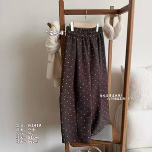 毛呢显瘦加厚休闲全松紧通勤百搭阔腿裤 波点裤 W2419 小文姐