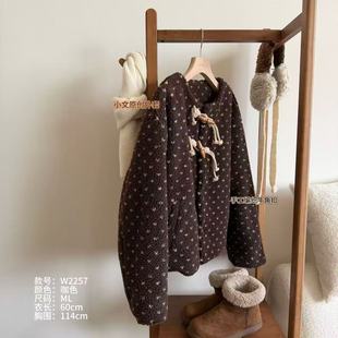 小文姐 W2257-原创羔羔毛手工编织牛角扣上衣宽松休闲女款短外套