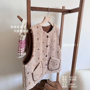 小文姐 W2125-羊羔毛秋冬软糯休闲通勤百搭麂皮绒马甲背心上衣女