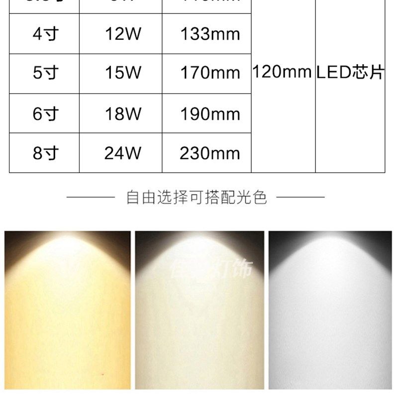 明装筒灯4寸5寸6寸8寸 led吸顶桶灯格栅圆形灯罩洗车行理发店吊灯