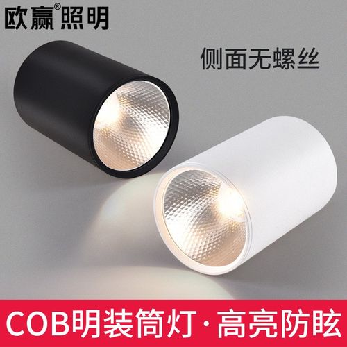 led明装筒灯cob圆形免开孔天花灯5w7w10w20w30w瓦吸顶式射灯