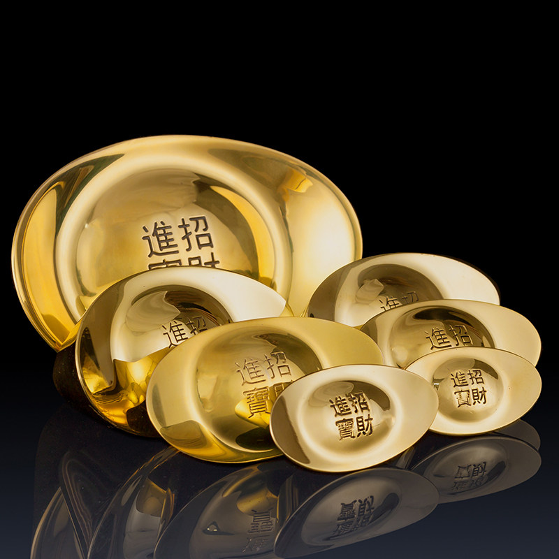 实心纯铜元宝摆件招财金元宝客厅摆件家居装饰品工艺品铜元宝摆件