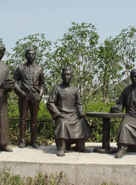 大型铸铜人物雕塑 户外城市广场园林摆放玻璃钢仿铜民俗人物定做