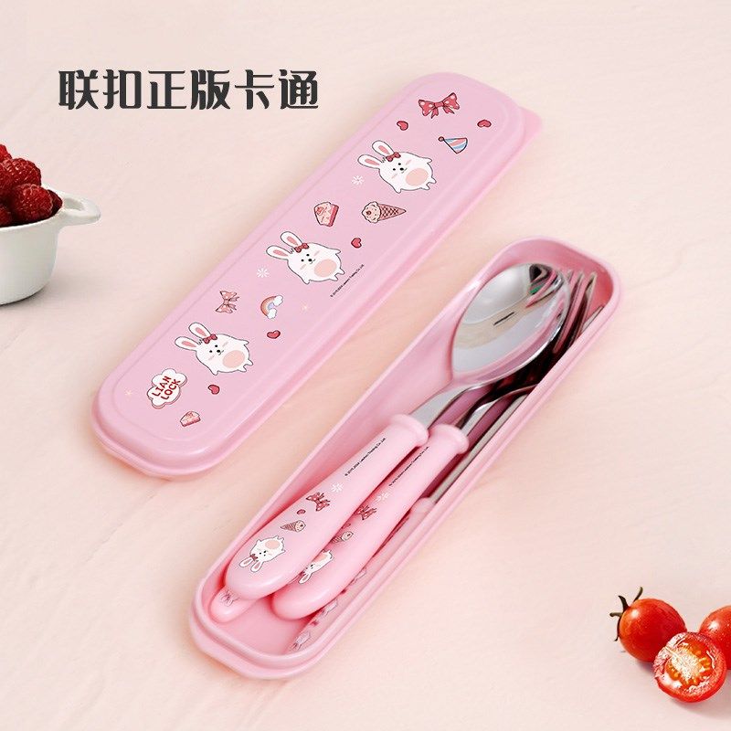 联扣儿童勺子筷子叉子小学生餐具套装316不锈钢勺叉筷调羹可爱兔,餐饮具,叉/勺/筷套装,淘宝优惠券,粉丝福利购,淘宝优惠卷