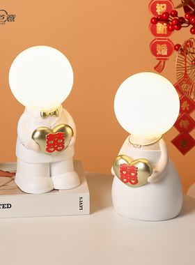 高档情侣人物摆件新婚家居客厅装饰灯礼品送闺蜜新人结婚礼物实用