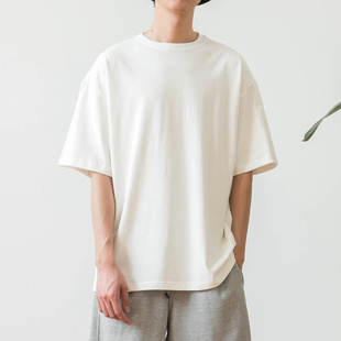320G 简约落肩短袖 友町 纯色宽松基础款 tee夏 T恤衫 男女潮半袖