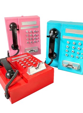 复古铁艺怀旧壁挂IC卡电话机模型工业风餐厅酒吧服装店墙饰壁挂件