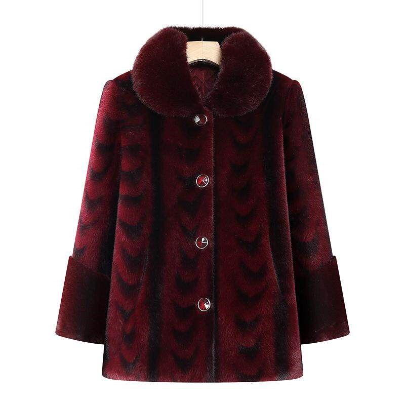 中老年人冬装女奶奶冬季外套妈妈加绒保暖大衣母亲洋气衣服高贵