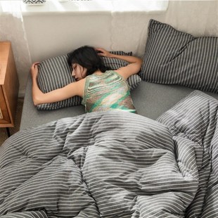 日式 水洗棉柔软保暖冬被学生宿舍全棉春秋被芯220x240加厚大被子
