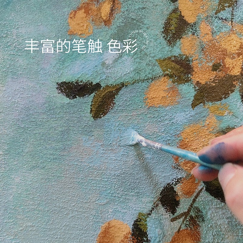 宁静的雨后花园孔雀绿油画装饰画法式美式风景壁炉餐厅客厅手绘画图片