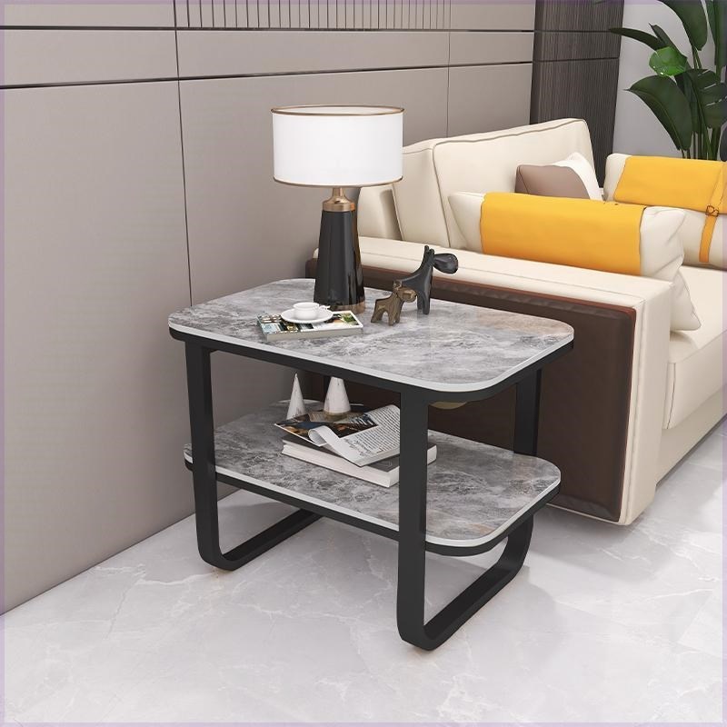 轻奢沙发岩板边几边柜简约双层角几床头柜方形边桌客厅阳台小茶几