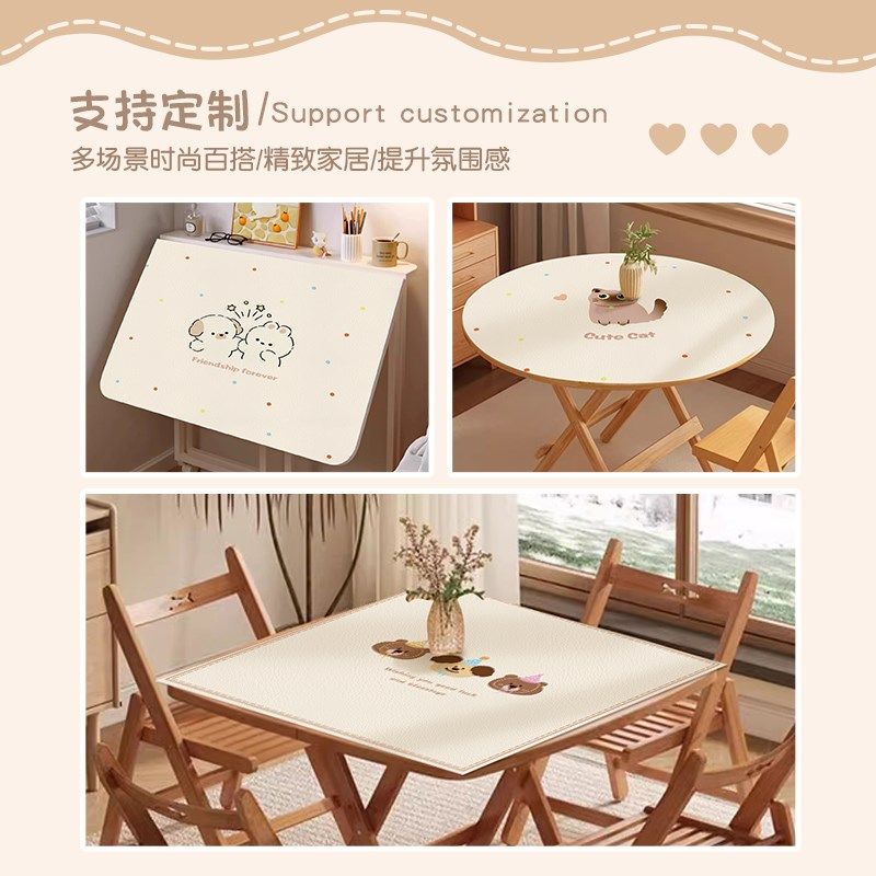 卡通桌垫防水防油免洗正方形皮革餐桌布折叠小方桌茶几边桌几台布,居家布艺,桌布,淘宝优惠券,粉丝福利购,淘宝优惠卷