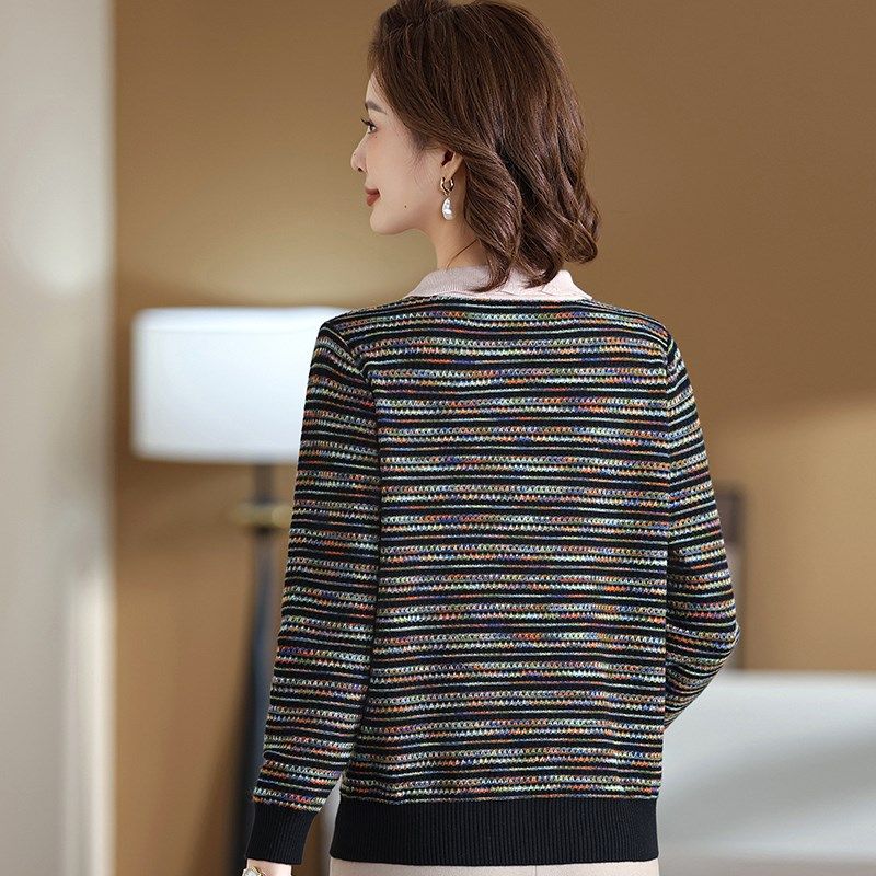 2024新款妈妈翻领针织上衣中老年女薄毛衣洋气大码春秋装打底小衫,女装/女士精品,中老年女装,淘宝优惠券,粉丝福利购,淘宝优惠卷