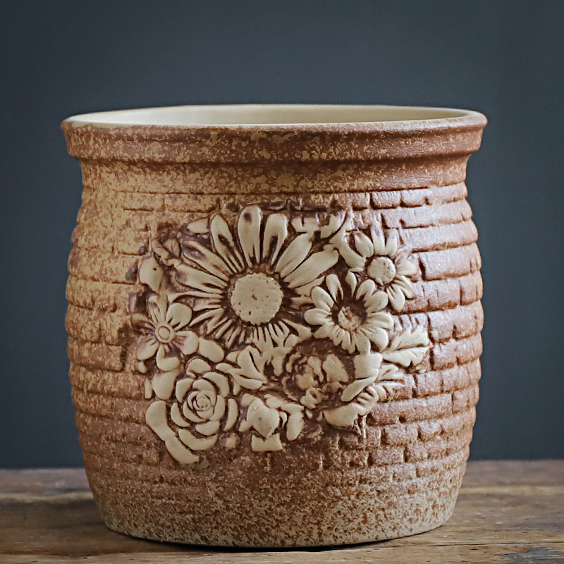 缺口造型多肉花盆高切口庭院陶瓷特大小法师老桩花盆