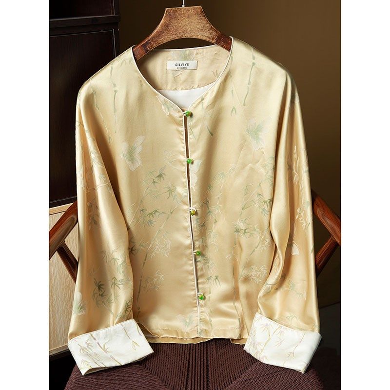 丝艺新中式国风真丝提花缎面开衫上衣女长袖提花外套32姆米重磅,女装/女士精品,短外套,淘宝优惠券,粉丝福利购,淘宝优惠卷