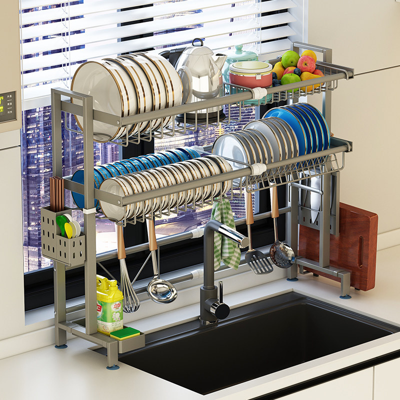 厨房水槽置物架沥水架碗架洗碗槽水池上方多功能放碗盘碗碟收纳层