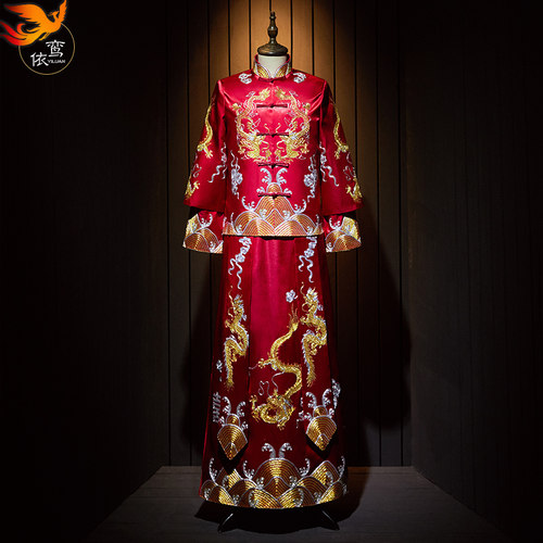 新郎秀禾服2021新款中式婚礼男士敬酒礼服古装大码接亲服夏季婚服