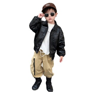 小童酷帅上衣宝宝皮夹克薄款 春秋季 外套2024新款 男童皮衣儿童秋装