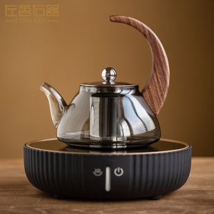 左茗右器煮茶壶煮茶器耐高温玻璃泡茶壶烧水电陶炉煮茶炉套装