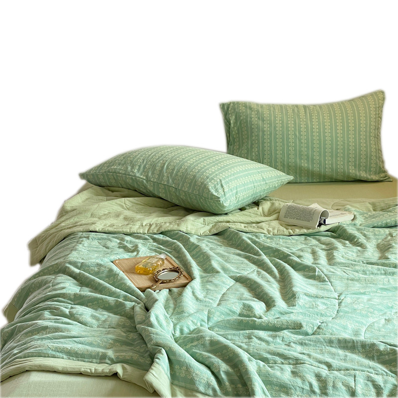 全棉夏凉被四件套提花水洗棉空调被大豆纤维纯棉夏被可机洗薄被子