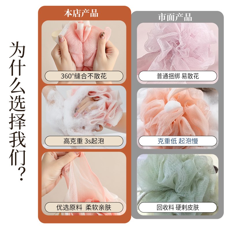 新款沐浴球浴花高档不散超柔软泡泡浴花女士洗澡超大号沐浴球