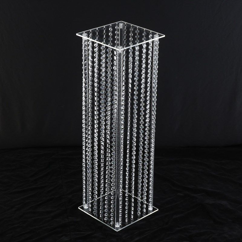 婚庆道具亚克力透明烛台水晶珠帘花架餐桌摆件T台路引创意装饰件