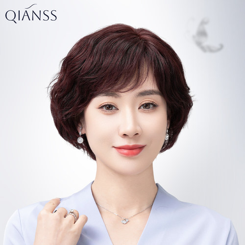 假发全头套女自然短卷发中老年妈妈款短发假发全真人发丝无痕隐形